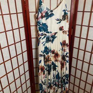 A New Day white floral pleated midi dress